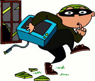 illustration of burglar with tv