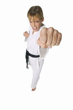 Woman throwing punch